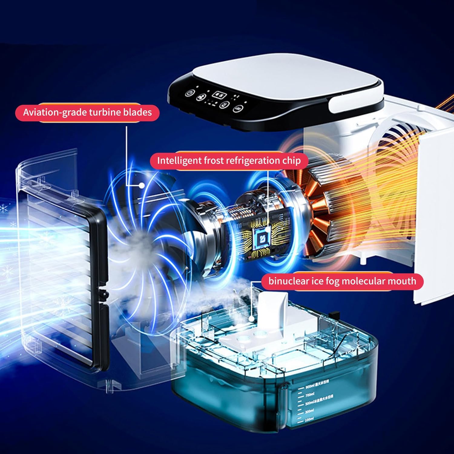 3 Speeds Miniature Air Conditioning, USB Powered Ice Box Coolers With Night Light Practical Desktop Cooling Systems Portable