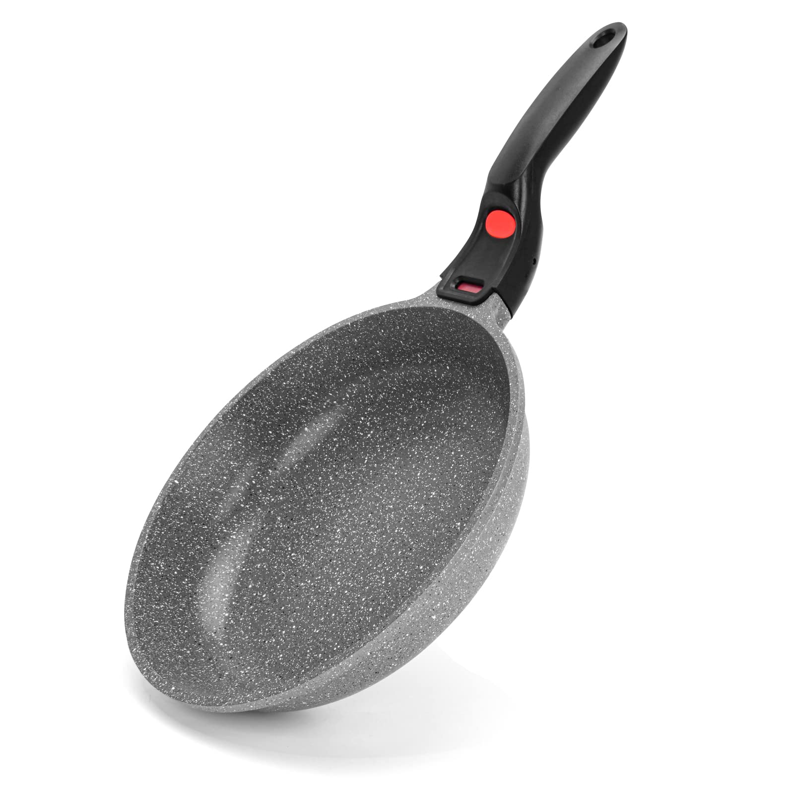 Fissman Bratpfanne, Aluminium mit Marmor-Beschichtung, abnehmbarer Griff mit rotem Druckknopf, Serie La Granite 26cm fry pan