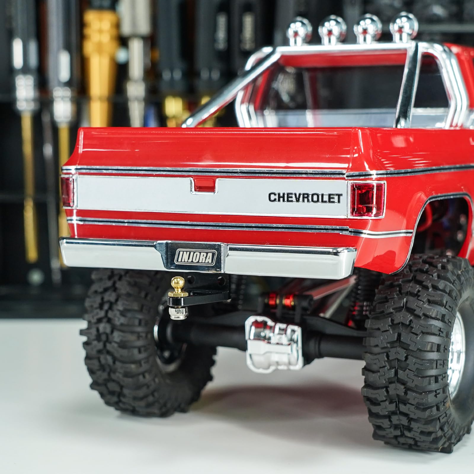 INJORA Pare-Chocs RC - Pare-Chocs Aluminium CNC pour TRX4M High Trail K10 Upgrade 1/18 RC Crawler,Avant Arrière