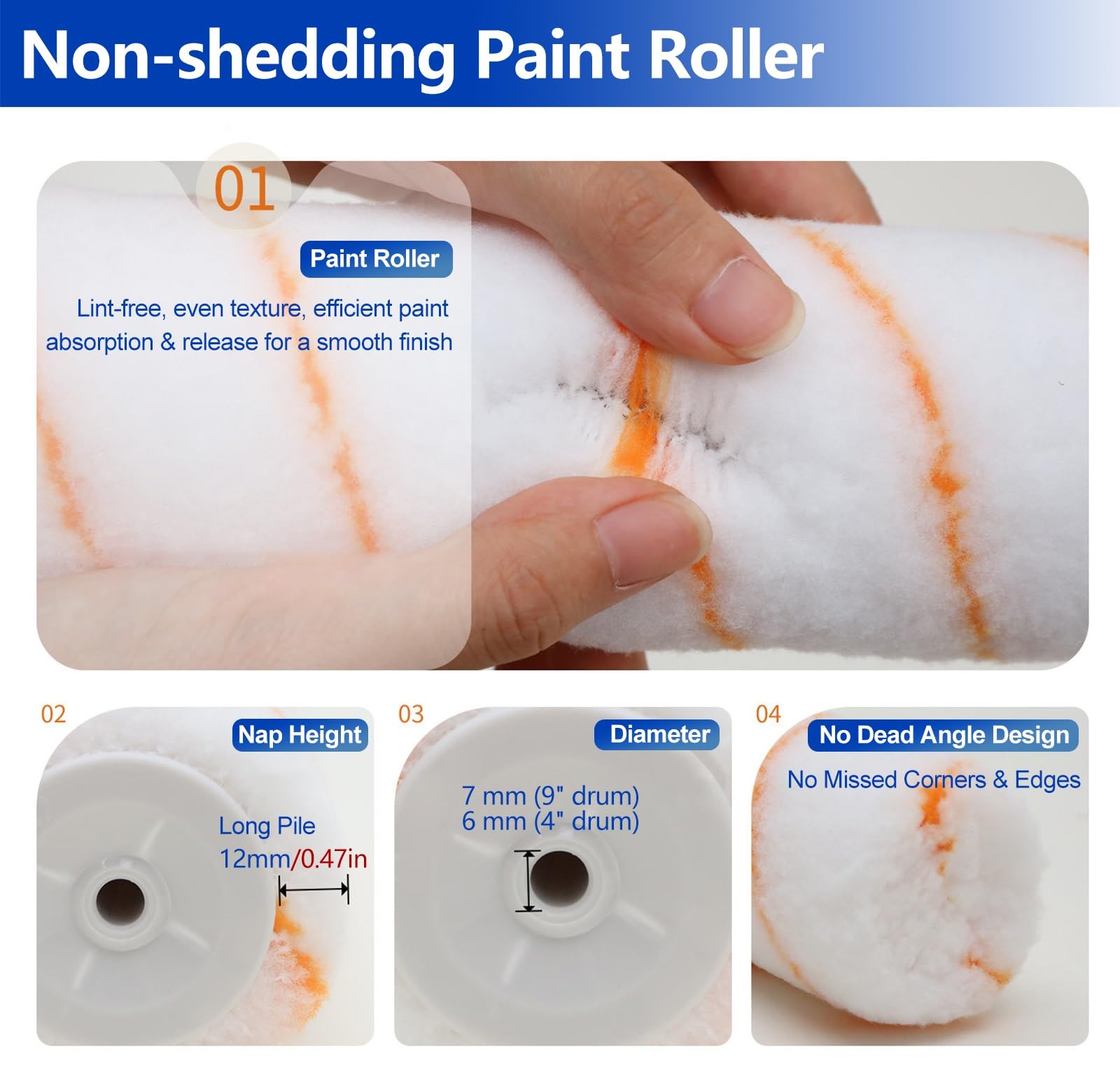 Rodillo para pintar Pinceles y rodillos para pintar, suministros de pintores para mejoras del hogar para gabinetes con pincel, rodillos