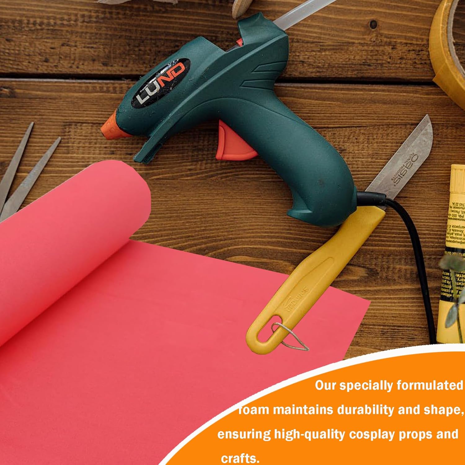 EVA Foam Roll | High Density 85kg/m3 | 2mm Thick | 48"x14" | Ideal for Cosplay, Crafts, DIY Projects (Red 6pcs)