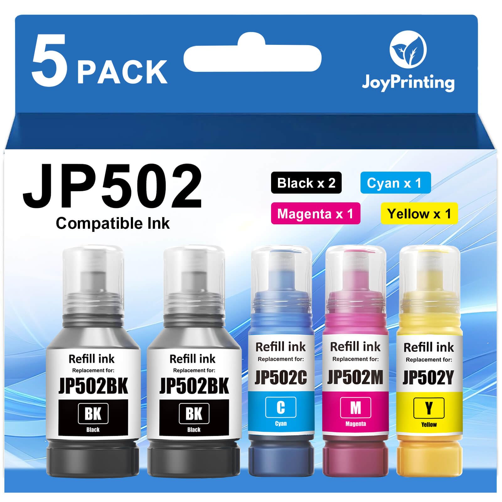 502 Ink Refill Bottles Compatible 502 Ink Bottles T502 Ink Work for ET-2850 ET-3850 ET-2760 ET-4850 ET-3760 ET-4760 ET-3750 ET-4750 ET-3830 ET-2700 ET-4750 ET-3700 ET-2750 (5 Pack)