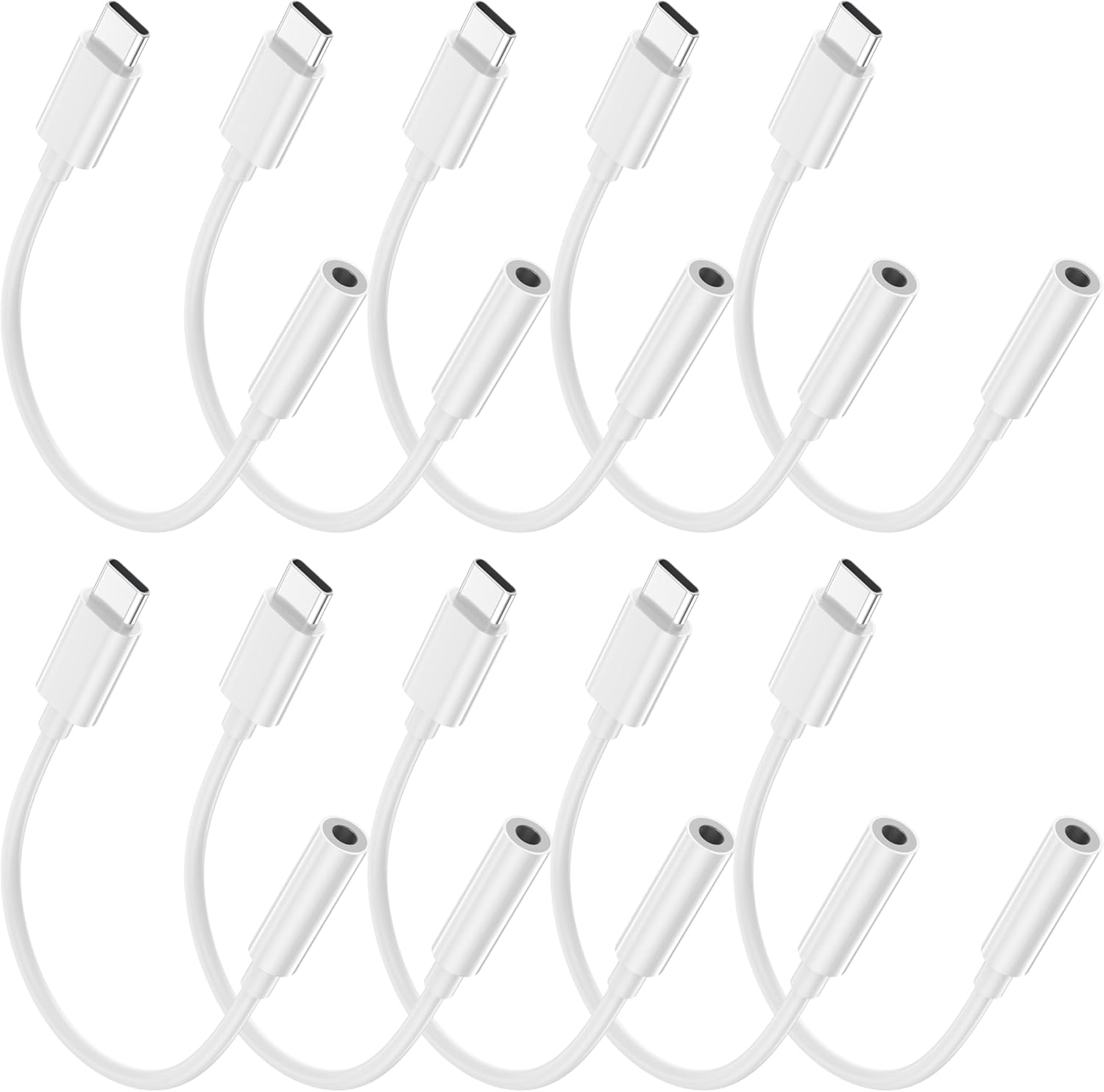 USB C to 3.5mm Headphone Jack Adapter (10-Pack), Type C to 3.5mm Headphone Adapter for iPhone 17/16/15 Pro/Max, Samsung Galaxy S25/S24/S23 Ultra, iPad Pro, MacBook ect