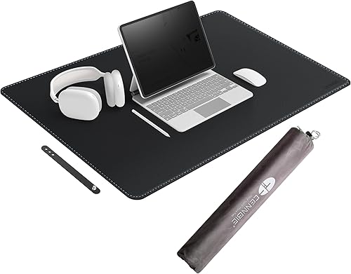 CENNBIE Tapete de escritorio de cuero, grande, 43.6 x 23.6 pulgadas, protector de escritorio, alfombrilla antideslizante extendida, alfombrilla de