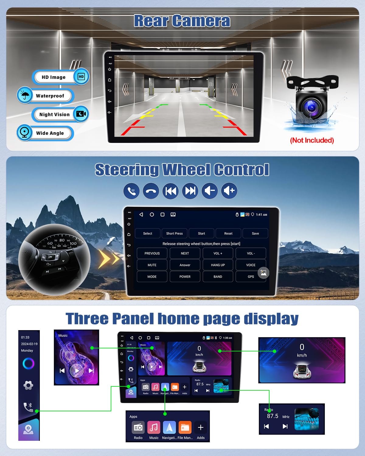 CAMECHO [4+64G 4-Core] Android 15 Carplay Autoradio per Hyundai IX35 (2010-2015), Navi Wireless Carplay, 10" Stereo 2 Din WiFi Android Auto FM/RDS Bluetooth5.0 MirrorLink +Mic+Telecamera Posteriore