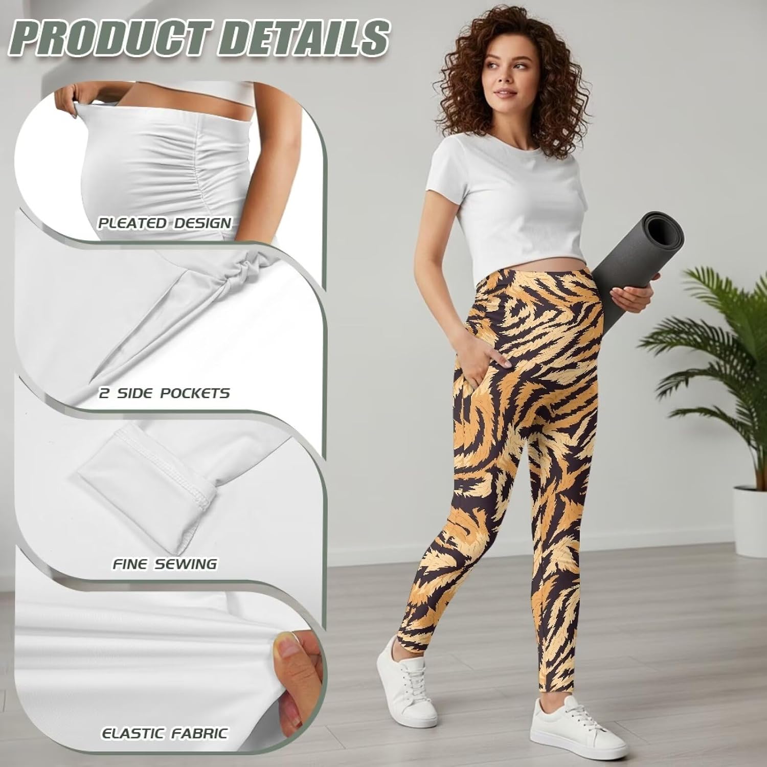 Women's Maternity Leggings with Pockets Over The Belly Pregnancy Active Wear Workout Yoga Tights Pants Plus Size