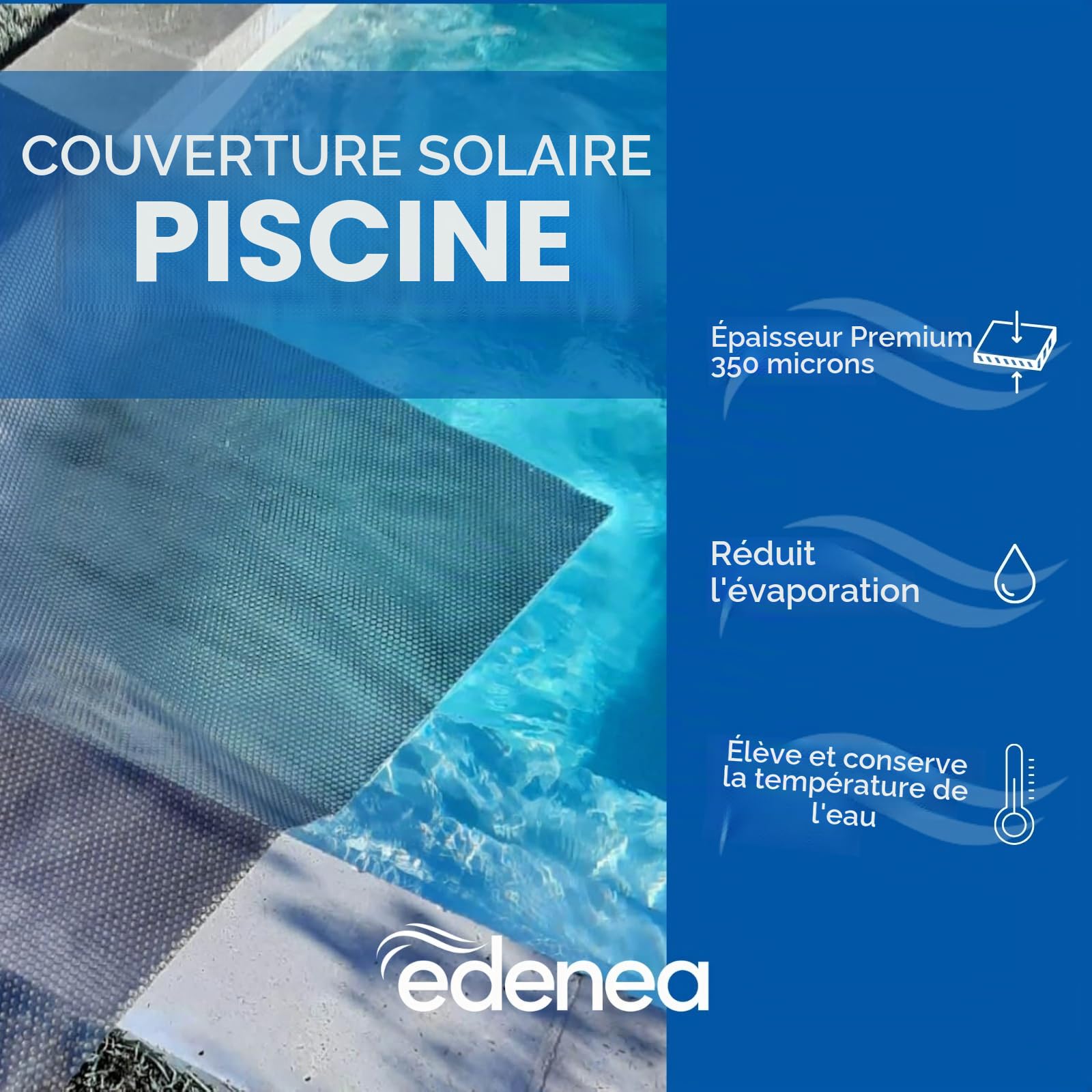 Bâche Solaire Piscine - Gris Silver - Rectangle - Epaisseur 350 Microns Haute Performance-Œillets Offerts-Idéale Piscine Hors Sol et Enterrée - Bache Piscine Solaire Bulles 4 x 2 m
