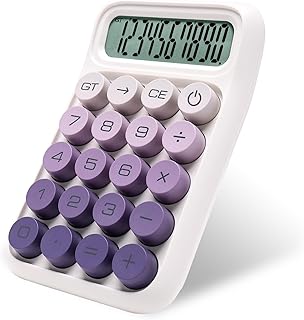 Y YOMA 1 Pack Mechanical Switch Calculator with 10 Digit Large LCD Display Big Button, Mini Cute Desktop Calculator 4 Function Basic Calculators for School Home Office Business, Dusty Violet