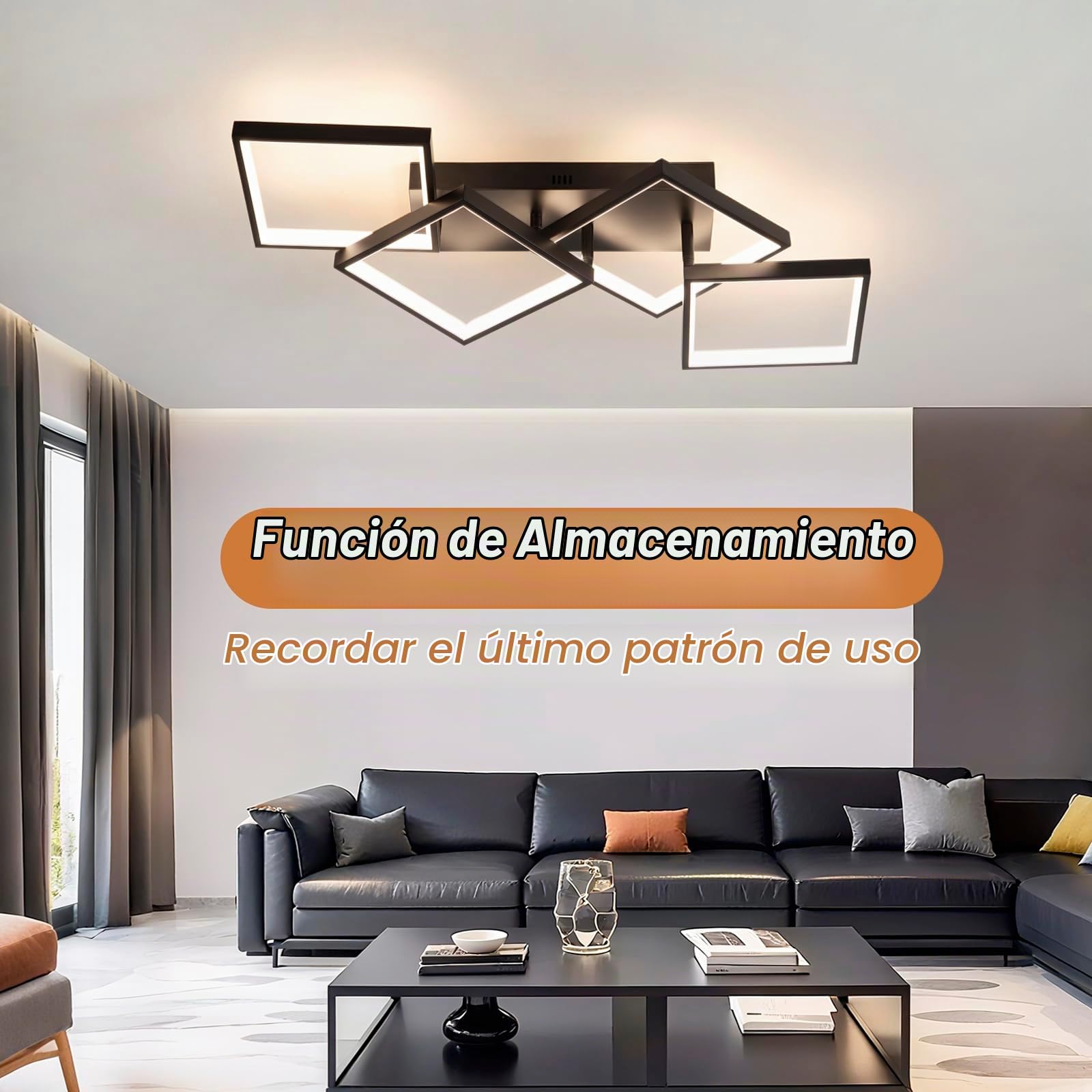 Plafon LED Techo Regulable Moderno, 82CM/48W Lámpara de Techo | Iluminación de Techo Rectangular para Dormitorio Comedor Con Luz Nocturna Y Función De Memoria