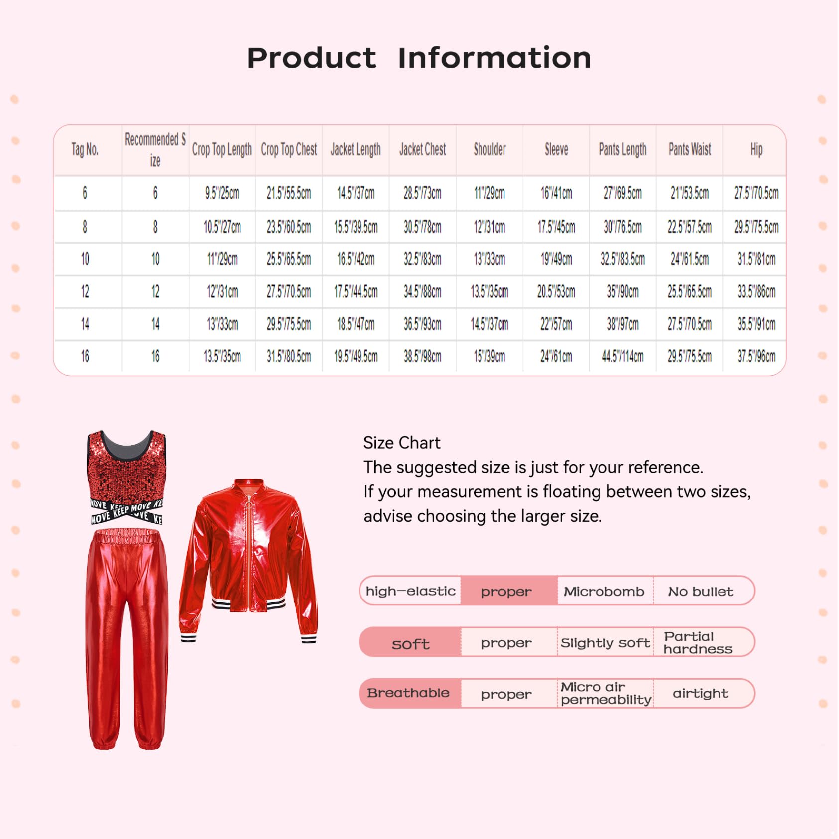 Jhaoyu Dziewczęcy metaliczny dres treningowy, 3-częściowy, hip hop, jazz, taniec, odzież, metaliczny T-shirt, kurtka, spodnie treningowe, legginsy, karnawał, imprezę, strój