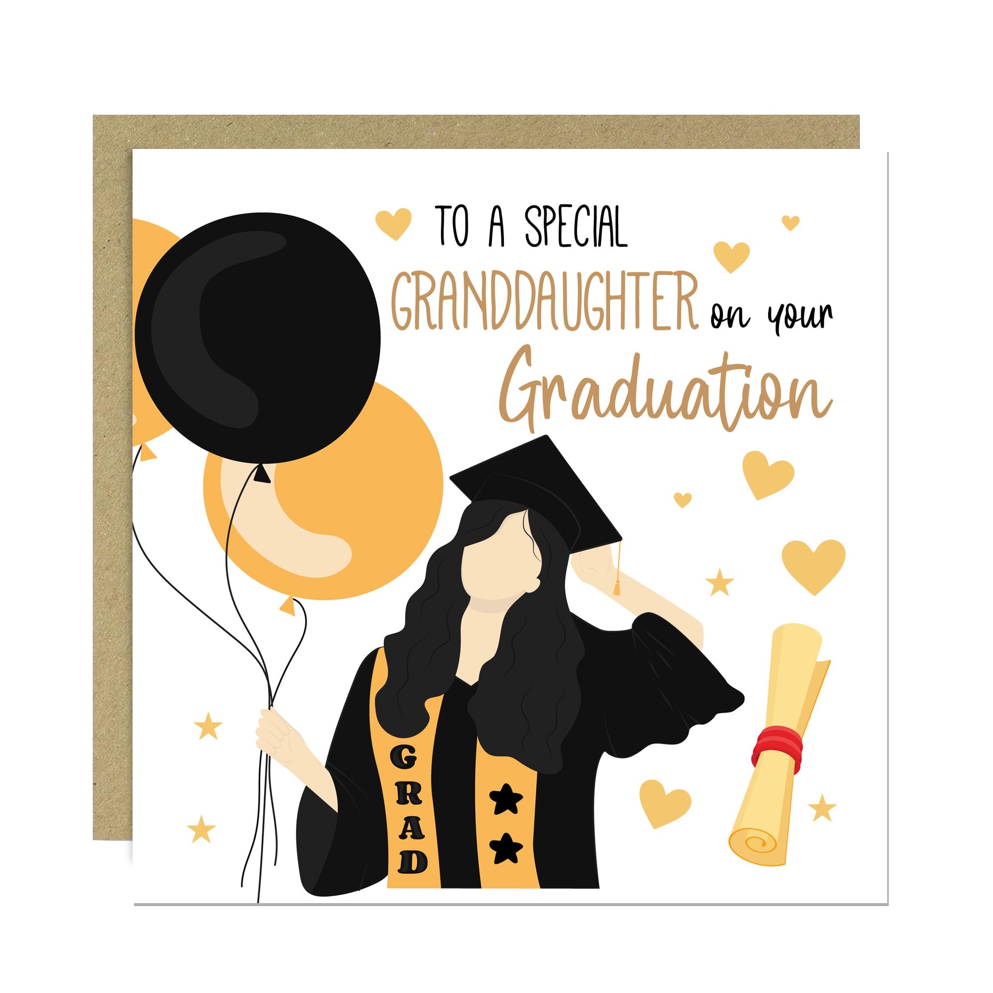 RED OCEAN Graduation Cards Graduation Card For Granddaughter Congratulations Card Congrats Grad For University Degree Granddaughter With Envelope