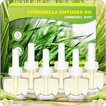 Citronella Plug In Air Freshener Refills, Citronella Oil, Summer Scents 6 Pack, Lemongrass Scented Oil Refills for Indoor, Backyard, Hallway, Compatible with Air Wick & Glade