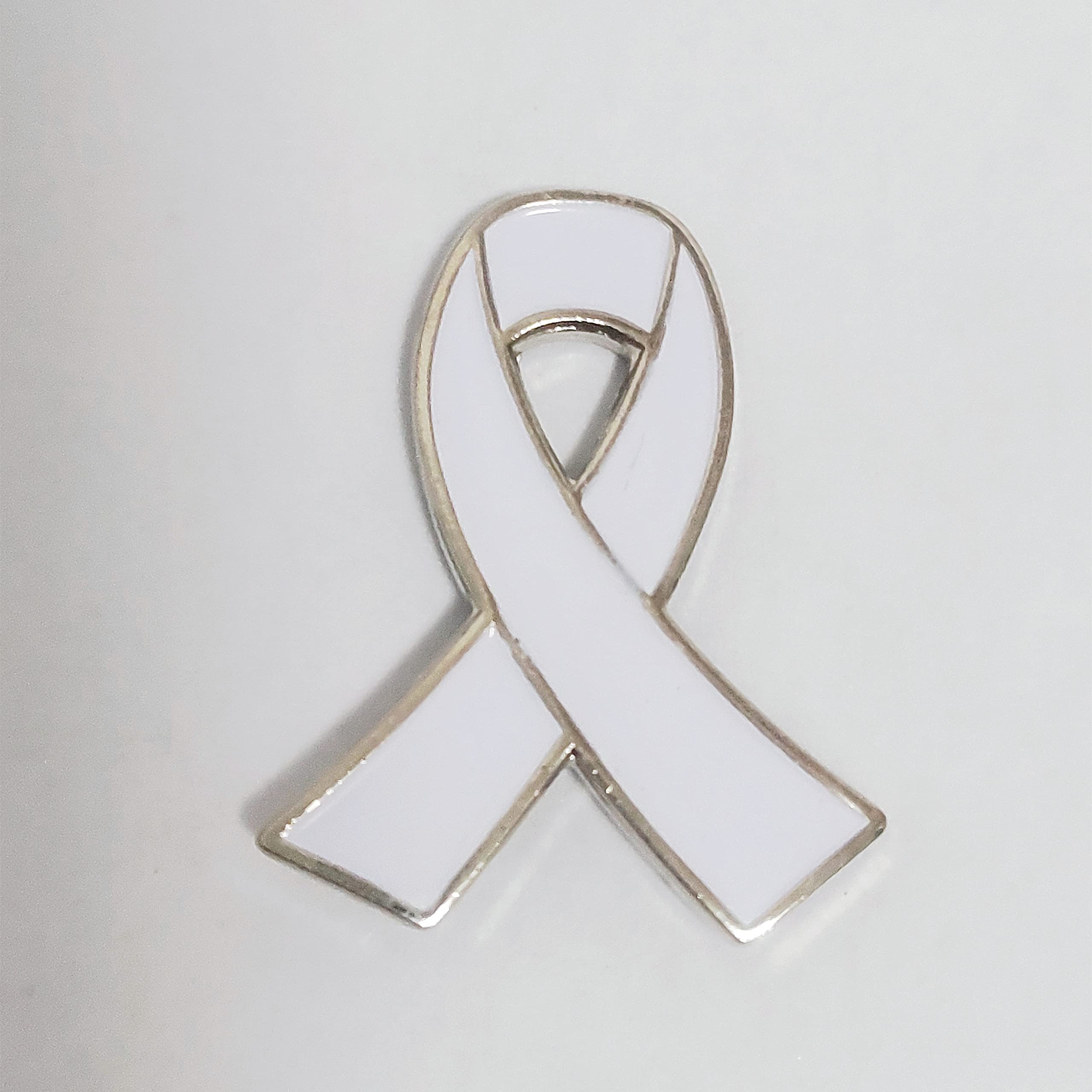White Ribbon Enamel Pin Badge Brooch Lung Breast Cancer Survivor Awareness Thank You Doctor Nurse Proud Pride Hero