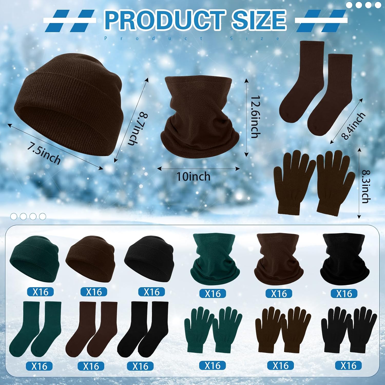Hillban Bulk Homeless Gloves Beanies Hats Neck Warmers Socks Set Winter Donation Charity Care Bundle Pack for Men image 2
