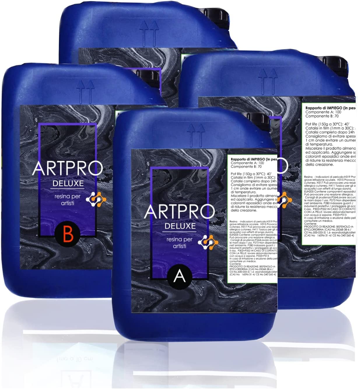 35Kg Art Pro Deluxe Epoxi Resina: Ideal Para Superficies Inclinadas, Verticales, Para Recubrimientos, Posavasos, Bandejas - Certificación Atóxica - Asistencia Técnica En Español - 100% Made in Italy