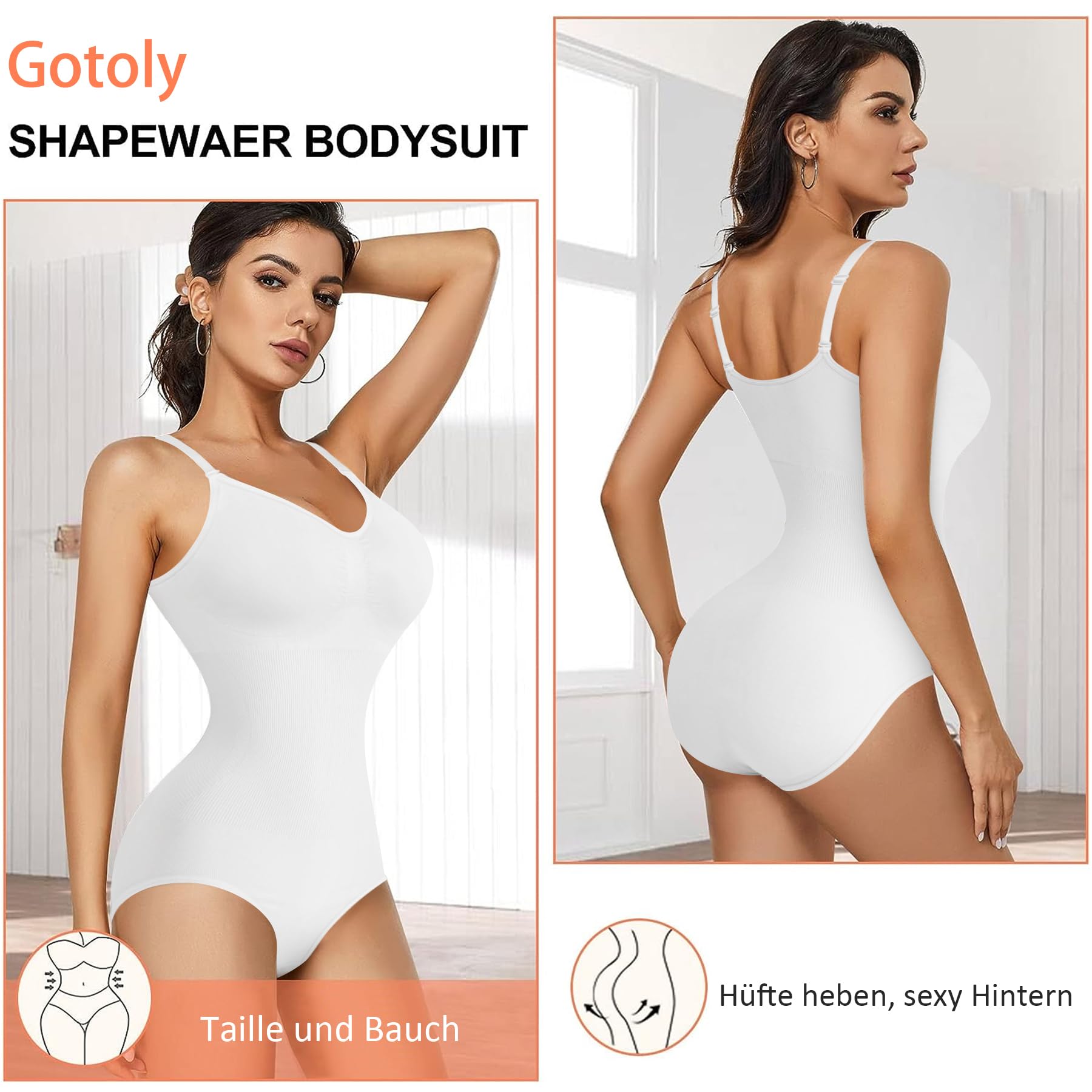 Gotoly Shapewear Damen Bauchweg Body Stark Formend Bodysuit Figurenformend Body Shaper Shaping Miederbody Nahtlose Formende Bodys