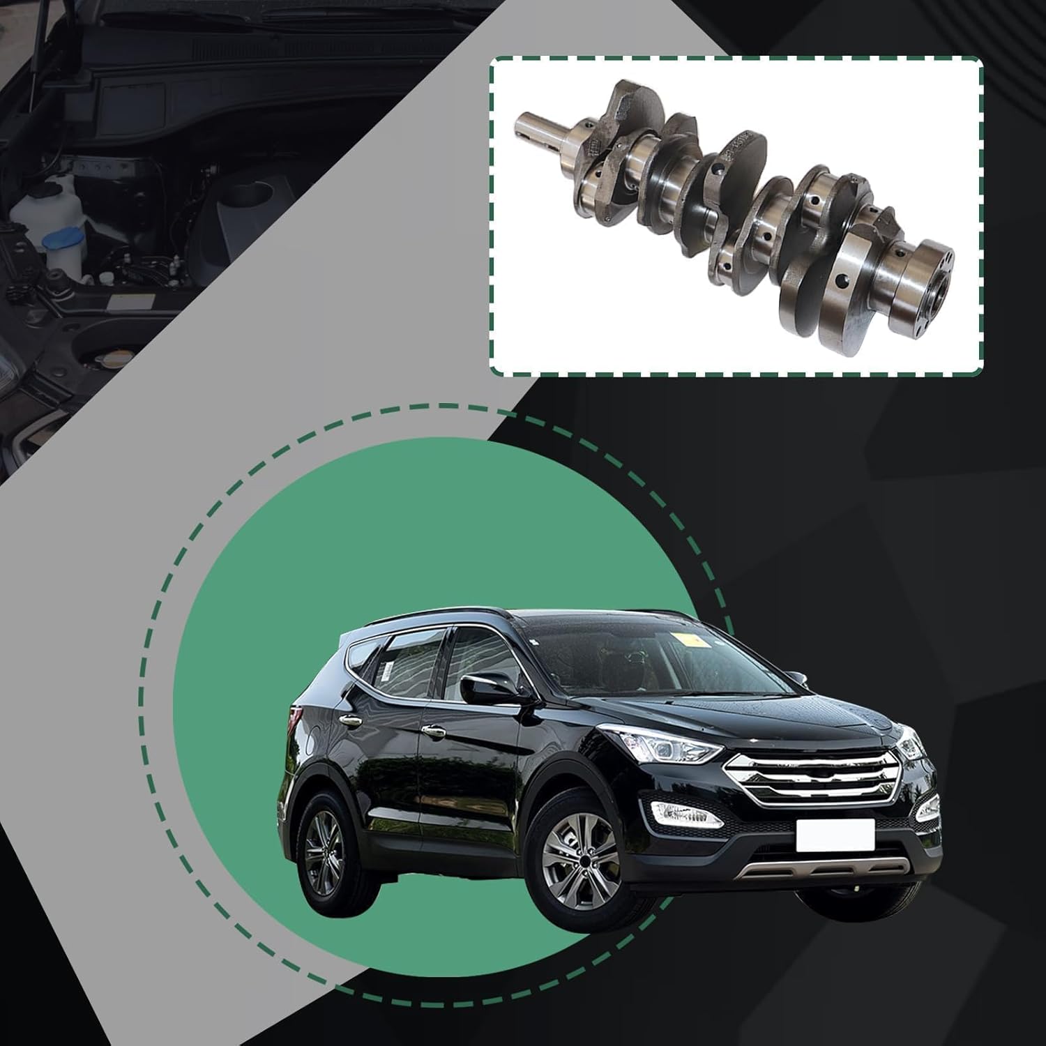 SecosAutoparts 3.3L Engine Crankshaft 23110-3CFA0 23110-3L100 623R63CA0A 623R6-3CA00 Fit for Hyundai Santa Fe Azera 2013-2016 Fit for Kia Sorento Sedona 2011-2016 Cadenza 2014-2016