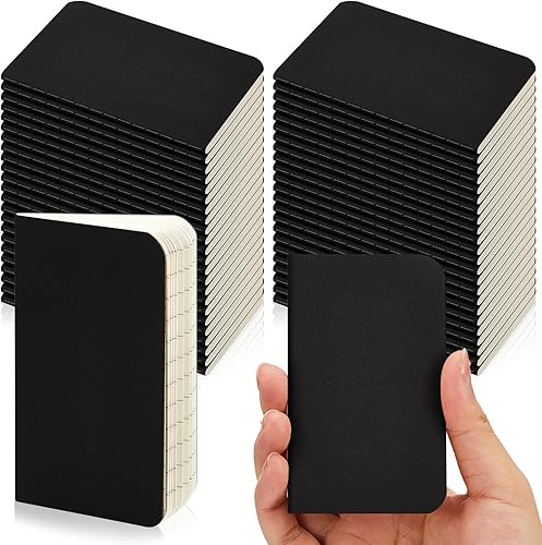 60 cuadernos de bolsillo a granel, suministros de regreso a clases, 2.5 x 4 pulgadas, papel kraft, pequeño bloc de notas forrado, tapa blanda, lindo