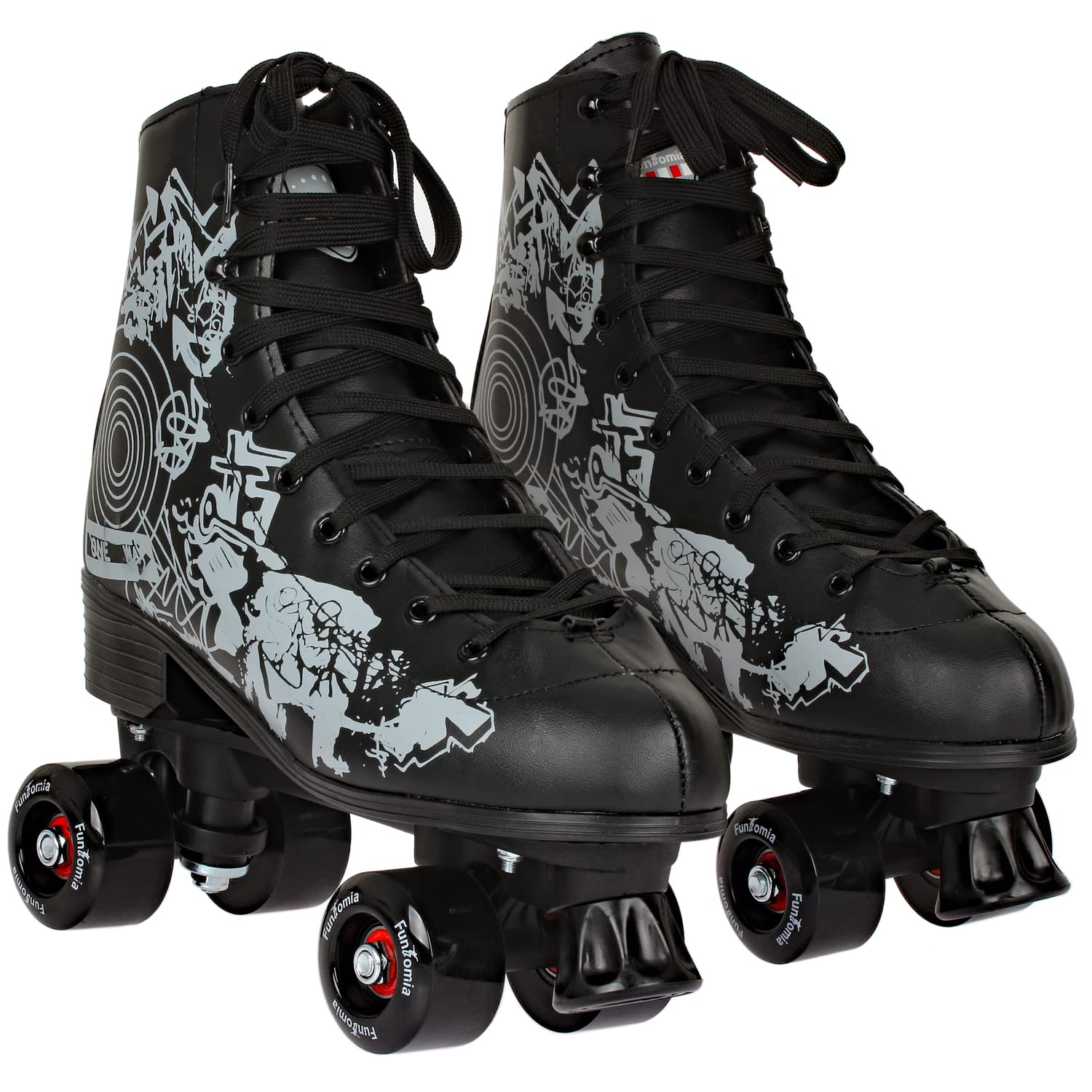 FunTomia - Patines 4 Ruedas de Discoteca en Tallas 30 a 44, para Interior y Exterior (36, Negro)