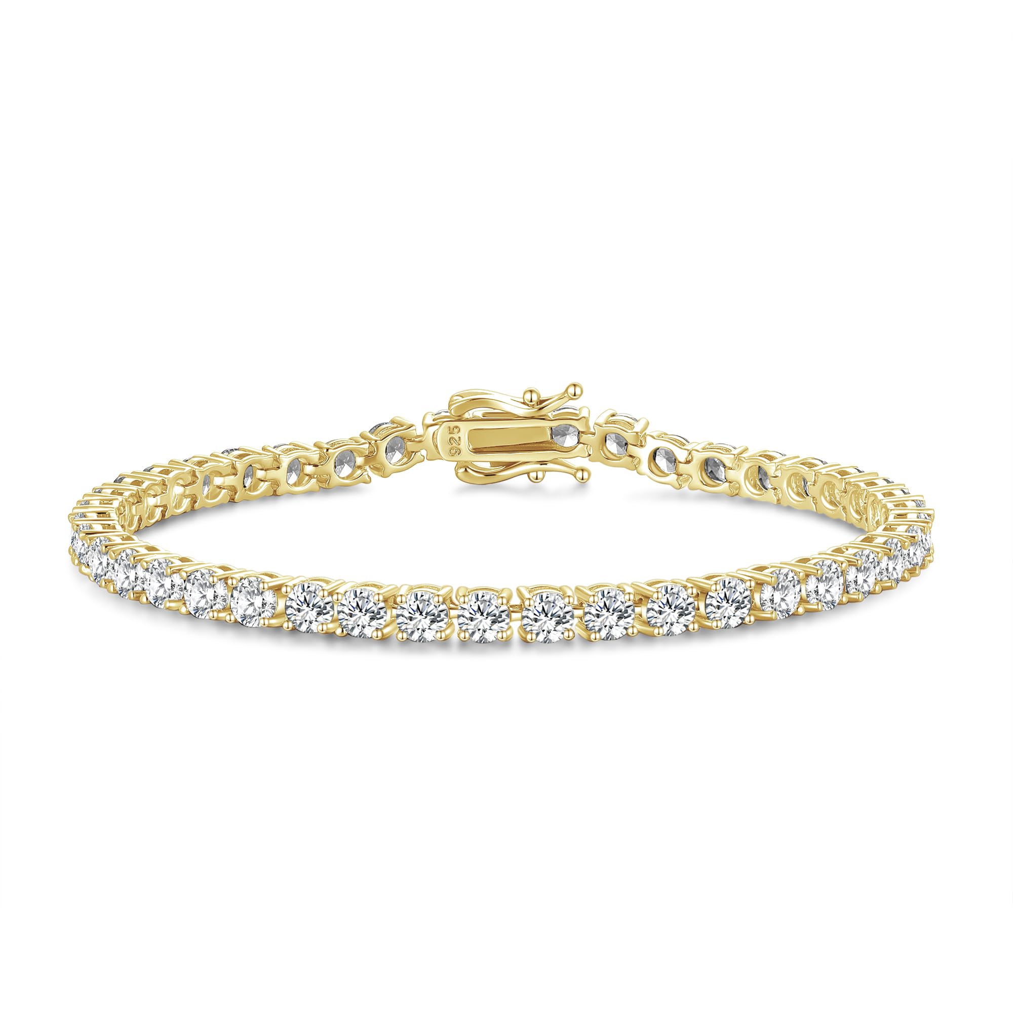 FANCIME 14K Vergoldet Damen Tennisarmband mit Geburtsstein, Geburtsstein Geschenk Schmuck für Sie Damen Mädchen, Länge 19 cm