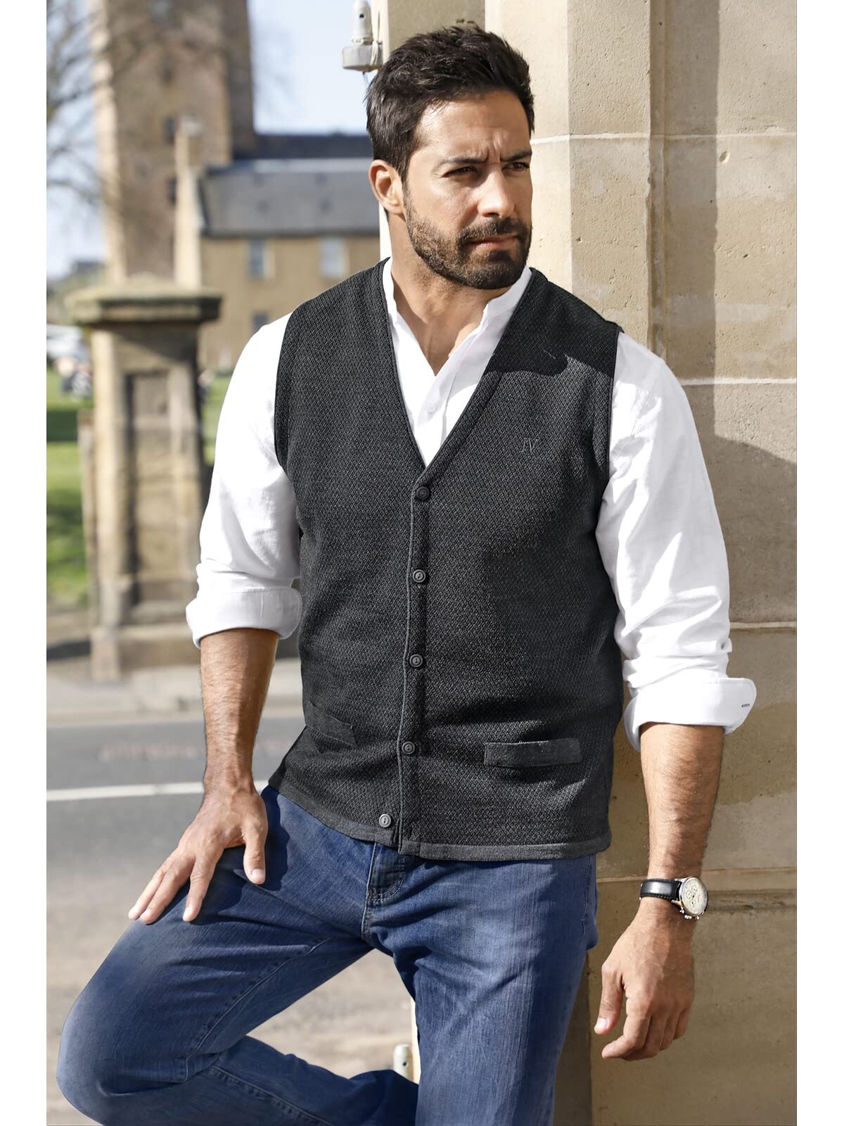 Jan Vanderstorm Homme Gilet De Costume En Maille Tane