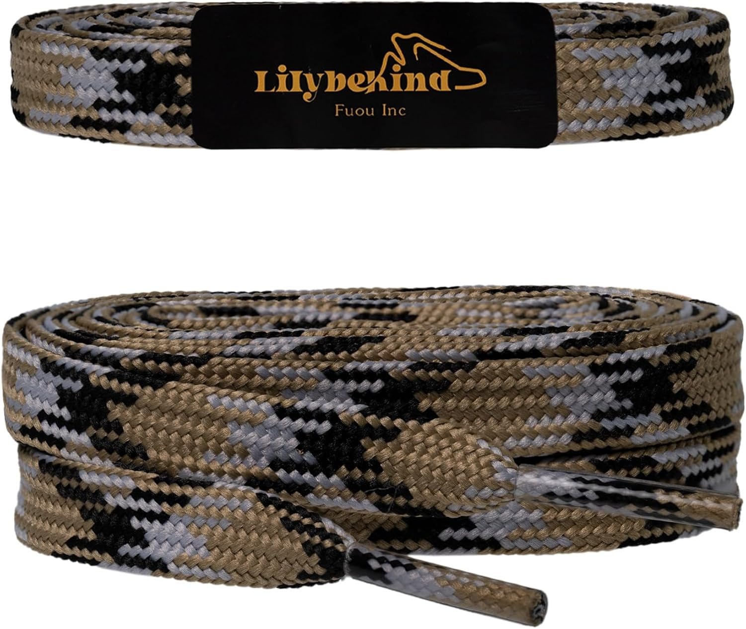 WOMGKDA 5/16 Inch 51 Inch Colored Flat Replacement Shoelaces for Sneakers Casual Shoes, Brown Black Grey