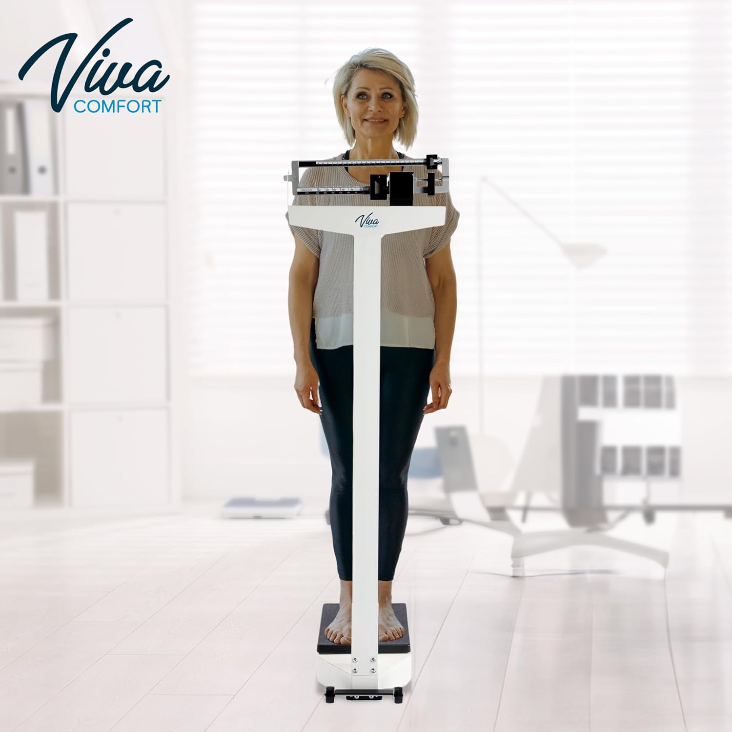 medical office beam scale, analog medical grade height and weight scale, mechanical bathroom and gym scale, weight capacity 440 lbs