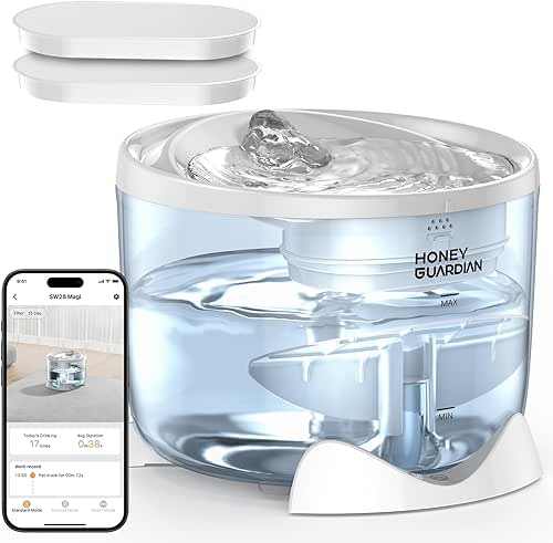 Fontaine a Eau Chat avec Pompe sans Fil, HONEYGUARDIAN Distributeur