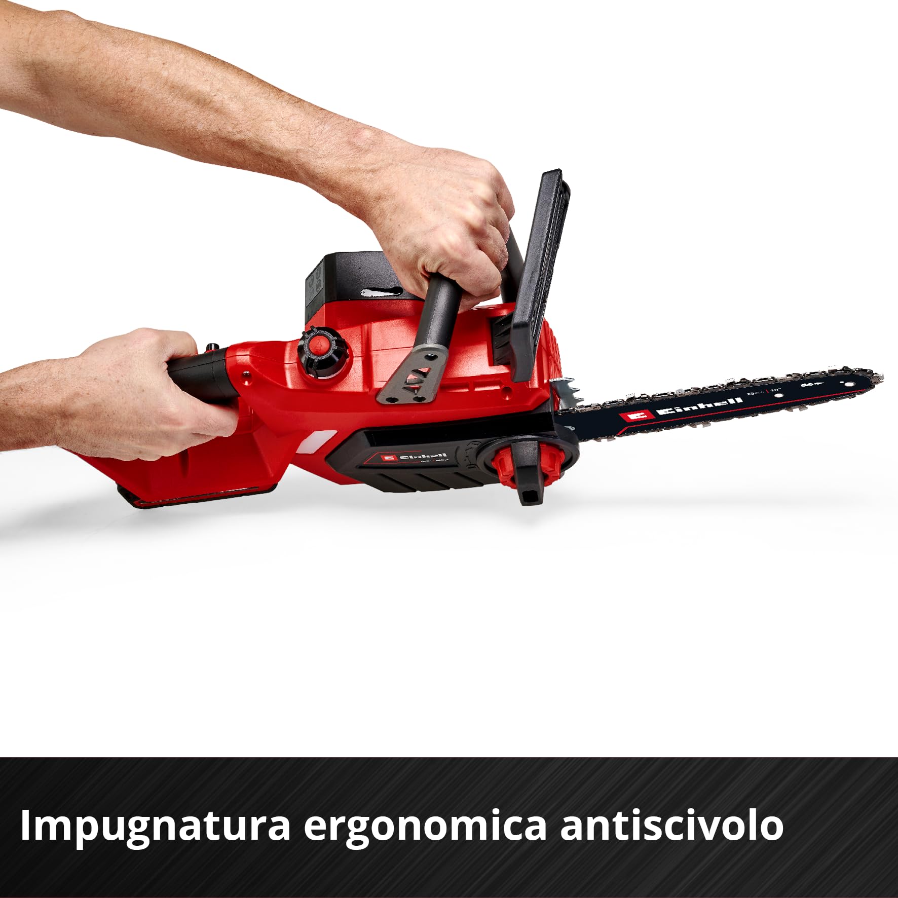 Einhell motosega a batteria GE-LC 18/25 Li-Solo Power X-Change (ioni di litio, 18 V, barra/catena di qualità OREGON, protezione antirimbalzo, perno di arresto catena, senza batteria e caricabatteria)