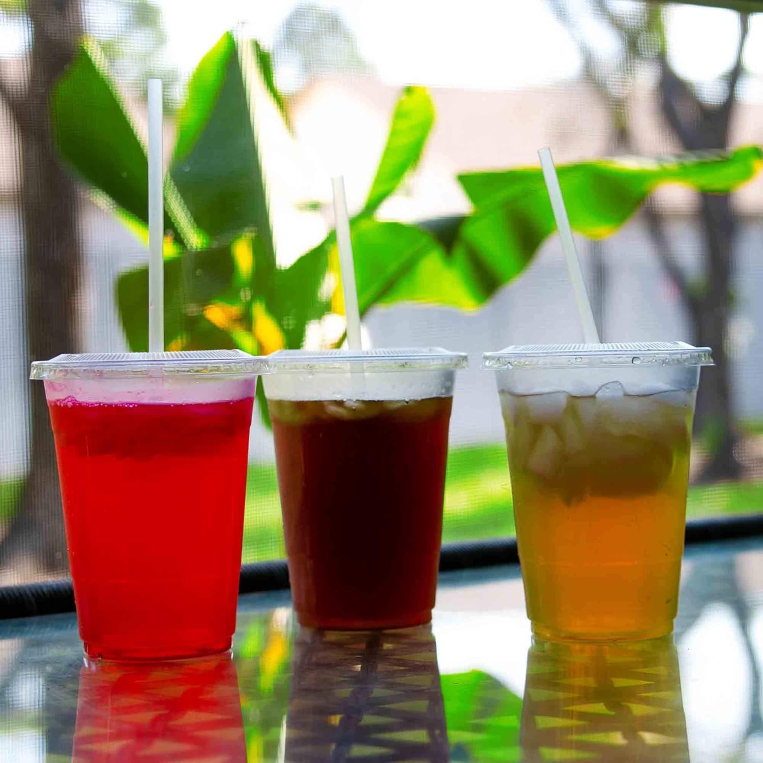 Onе-Dау Sаlе: Uр tо 50% оƒƒ Safeware [100 Sets - 24 oz.] Disposable Clear Plastic to go Cups with Flat Lids and Straws | Ice Coffee | Bubble Tea | Smoothie | Cold Beverage | Milkshake | Travel.