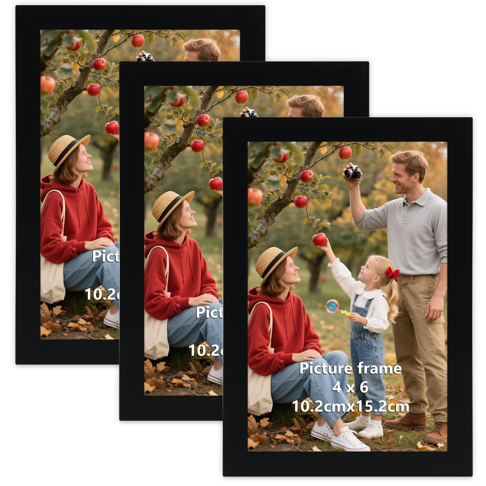 Vasemouh 6x4 Photo Frame Pack of 3, Black 6x4 Picture Frame, Tabletop or Wall Hanging for Home, Gallery or Office Decor โ image 1