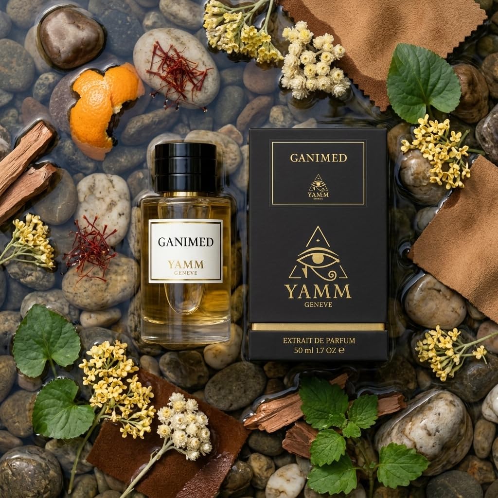 Ganimed | Extrait de Parfum 50 ml | Profumo Unisex Uomo & Donna | Zafferano, Mandarino Italiano & Camoscio | Minerale, Legnoso & Muschiato | Lusso & Lunga Tenuta