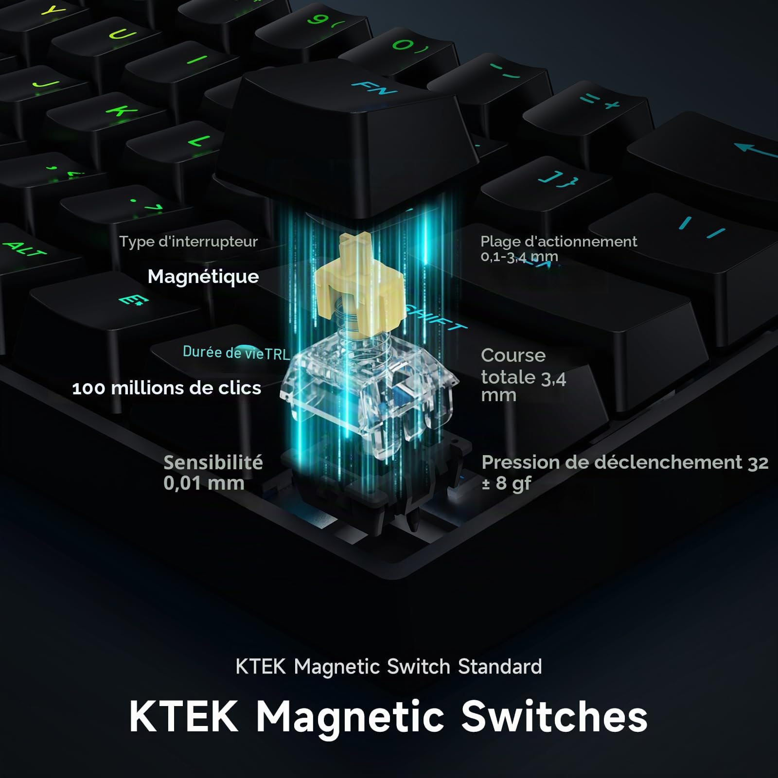 MCHOSE Ace 60 Pro HE Clavier Magnétique, Clavier Filaire 60% | 8000Hz Rapid Trigger, Précision RT 0,01 mm, Actionnement Réglable, Snap Tap, RGB, Touches PBT, SOCD, PC/Mac, Noir-B