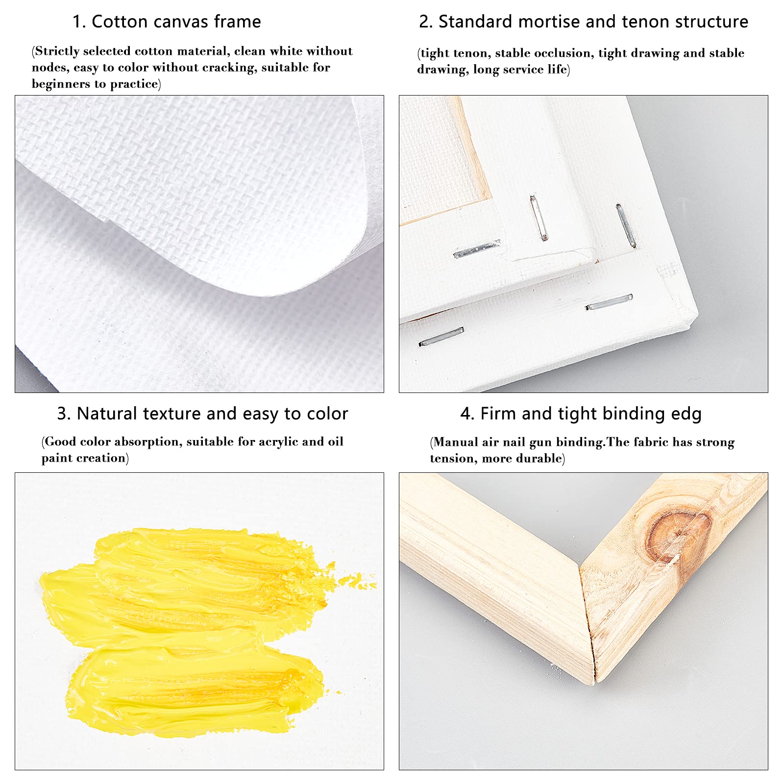 NBEADS Mini Tela, 6 Pezzi Mini Pannello da 10x10 cm 280GSM 100% Cotone Senza Acidi Tavola da Disegno per La Decorazione Artistica E Regali Artigianali Fai-da-Te