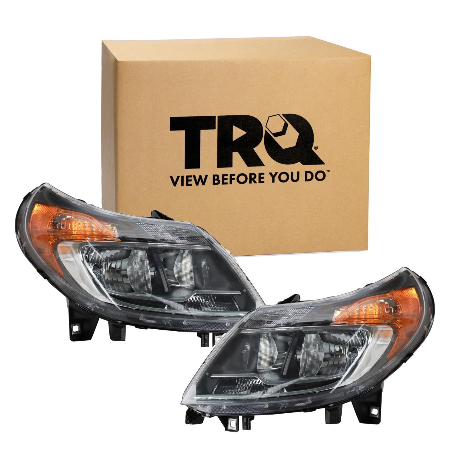 TRQ 2 Piece Headlight Assembly Set Driver &amp; Passenger Side Compatible with Ram ProMaster 1500 2500 3500 2014-2022 Without Daytime Running Lights CH2502254 CH2503254 4725944AJ 4725944AK 4725945AJ