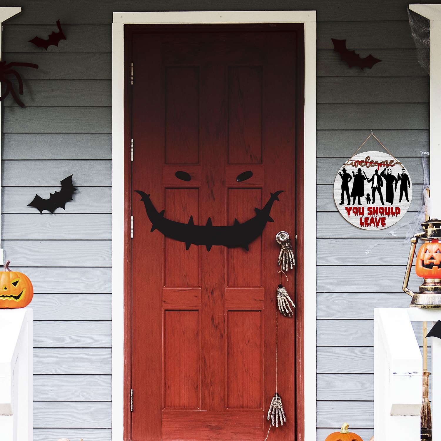 Halloween Decorations For Front Door Huwena Vintage Wood Halloween ...