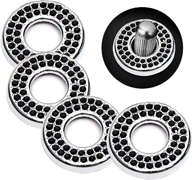 4 Pcs Bling Car Inner Door Lock Covers Stickers, Rhinestones Pull Rod Bolt Decoration Covers Accessories, Compatible with Mercedes-Benz A,B,C,D,E, Gla, Glc,Glk Black