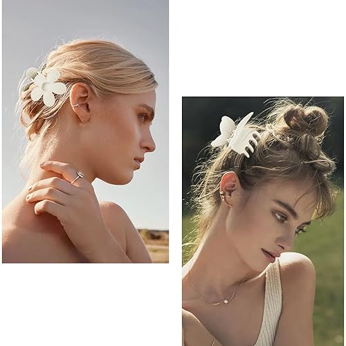 Miniatura 5 de Pinzas de garra blanca paquete de 6 pinzas de pelo blancas para cabello fino mate antideslizante pinzas de mandíbula de plátano mariposa accesorios