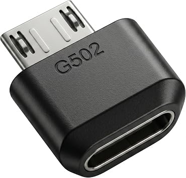 USB-C Adapter Compatible with Logitech G502 Wireless Gaming Mouse,Micro-USB to Type-C Mouse Charger Converter, Precision-Moulded Fit,Supports Charging & Data Sync
