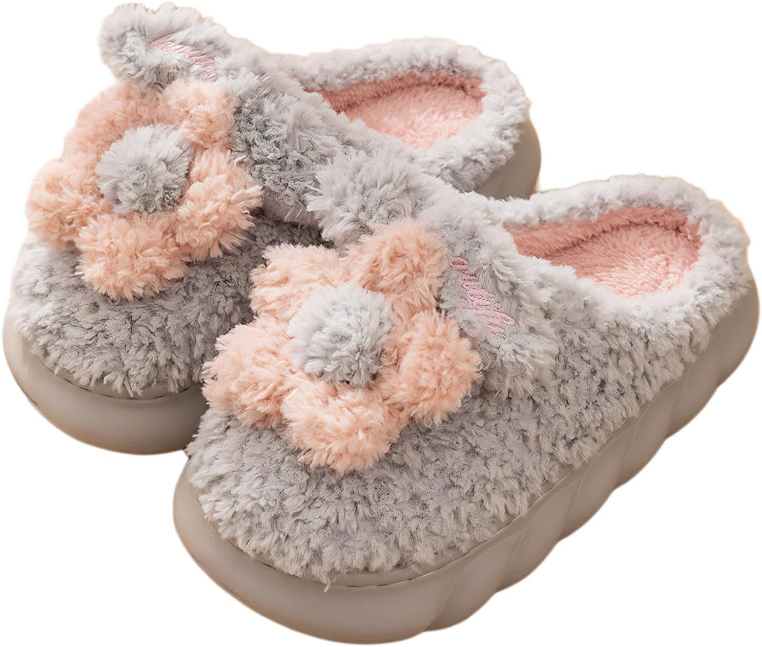 JAMANDUO Women's Cute Floral Slippers Comfy Warm Plush