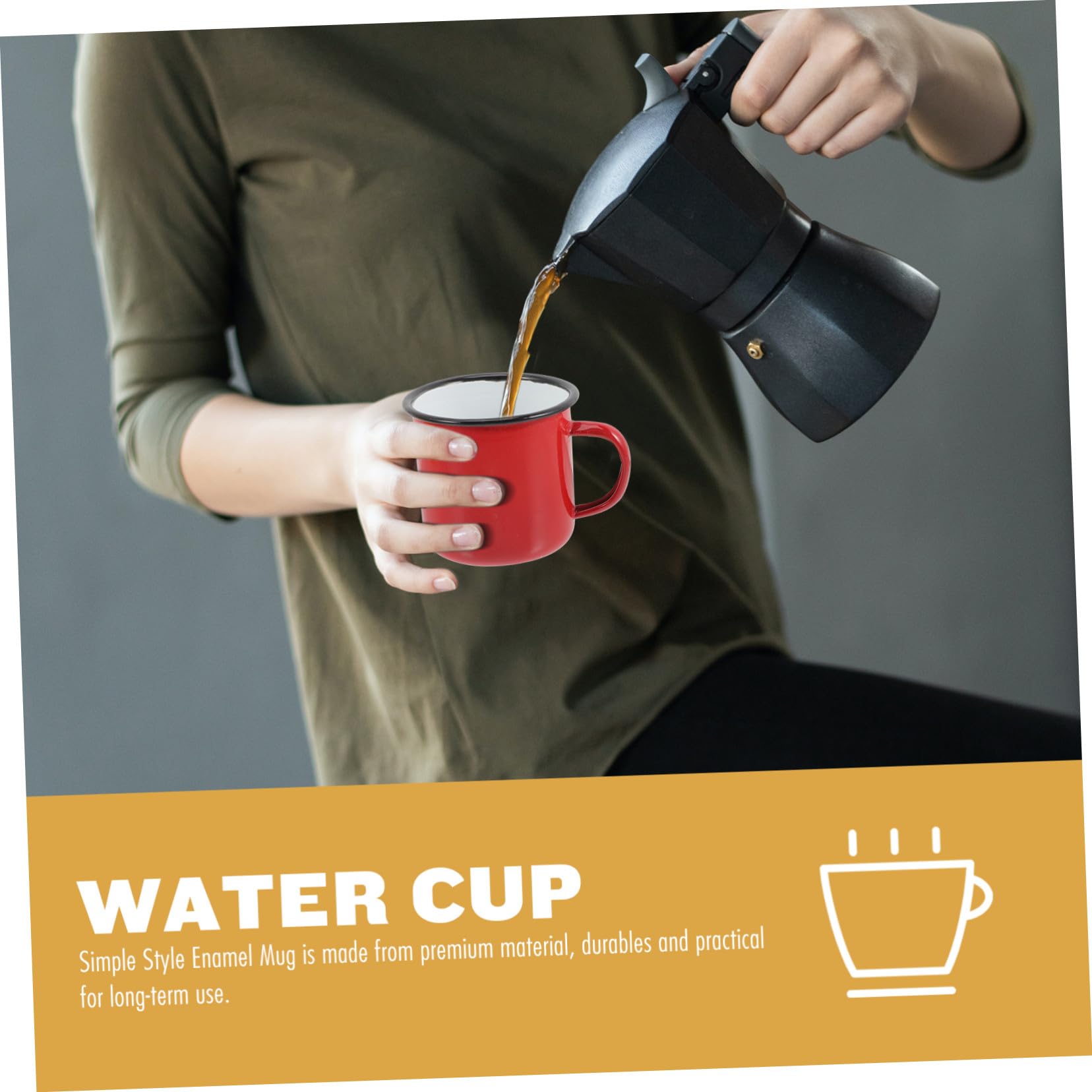 Emaille Becher 8cm Aus Langlebigem Stahl Für Haushalt Camping Wasser Kaffee Tee Tasse Mit Rutschfestem Henkel Klassisch Designte Emailletasse Im 4 Stück (rot Gelb Blau Grün