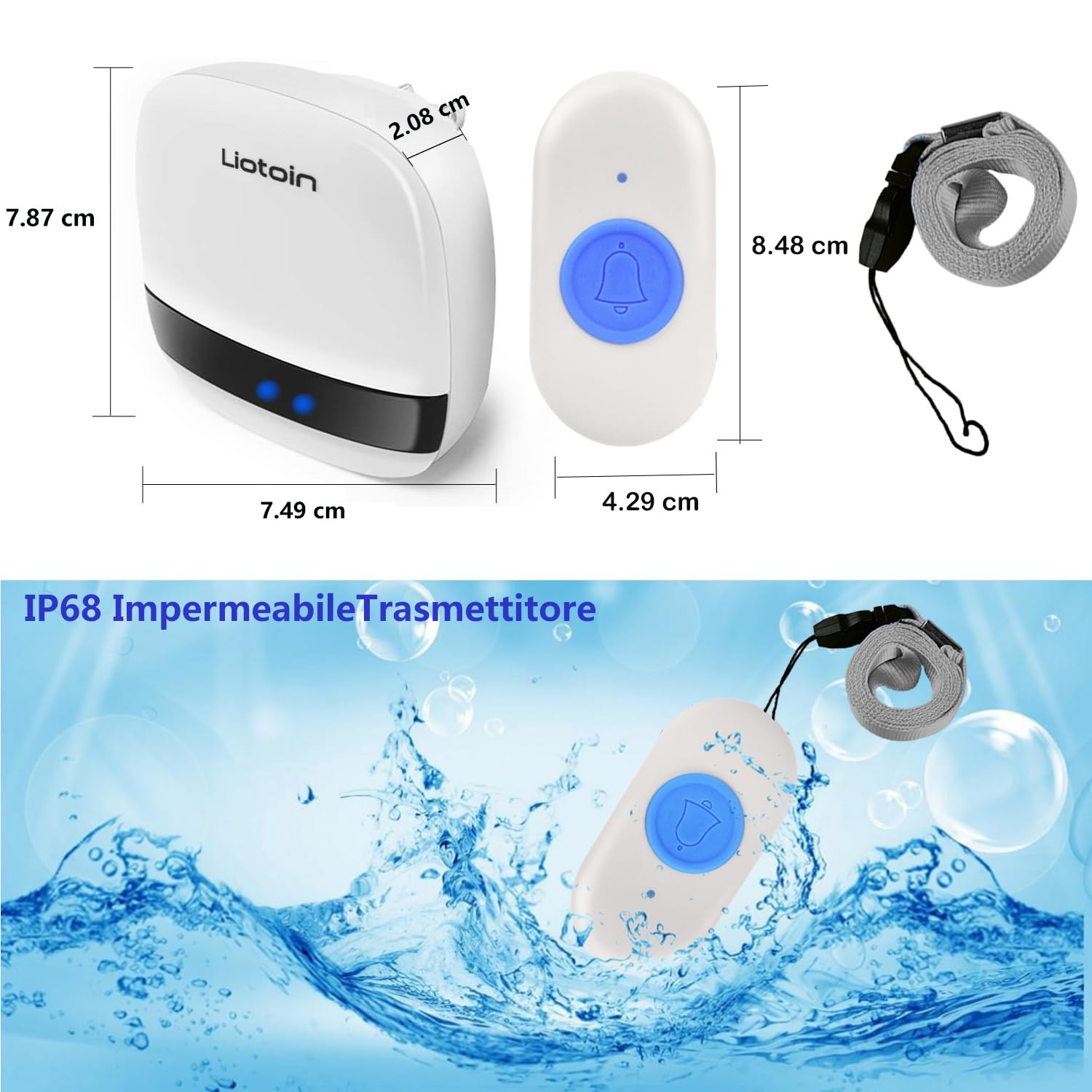 Sistema Chiamata Wireless Per Anziani - 5 Trasmettitori E 3 Ricevitori, Portata 180m, Impermeabile - Foto 10