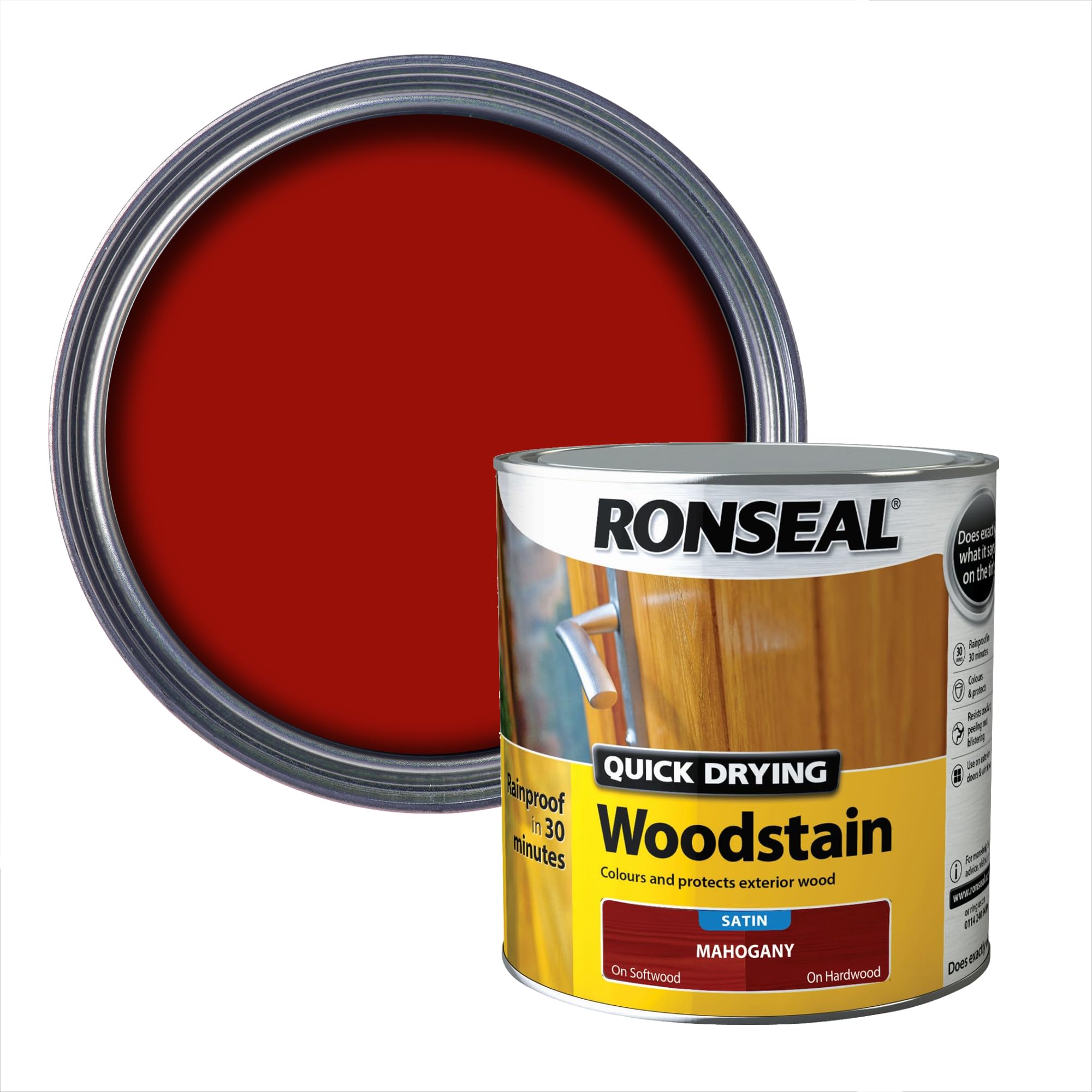 Ronseal Quick Drying Woodstain Mahogany Satin 2.5L