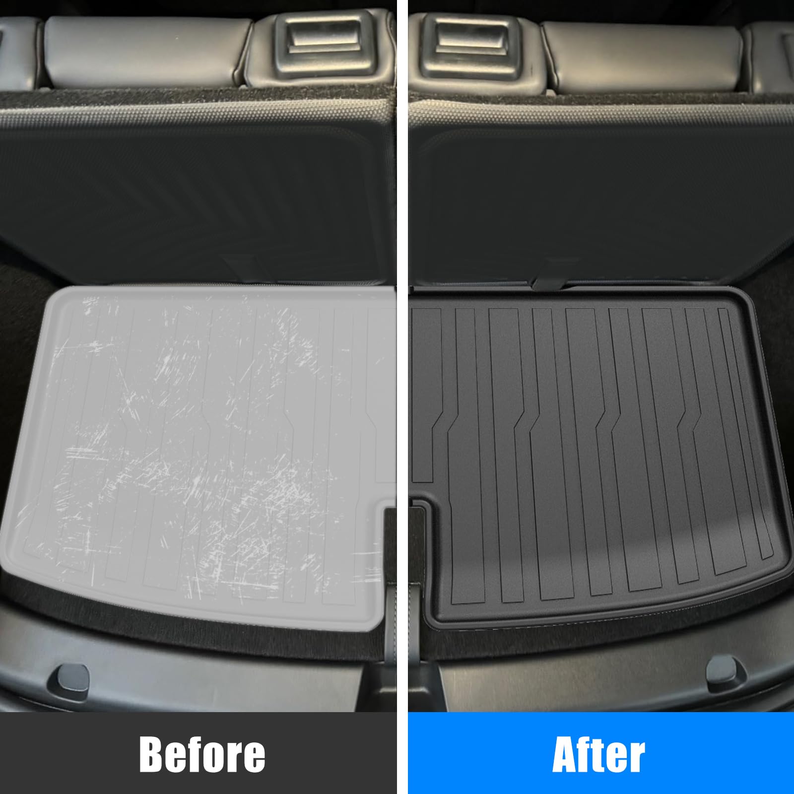 Truck Trunk Mat Set for Model Y 2020-2024, MERXENG Car Trunk Protector All-Weather Rear Cargo Area Mat Storage Box Mat & 3rd Row Protective Floor Mat for Model Y 2020-2025 7-Seat