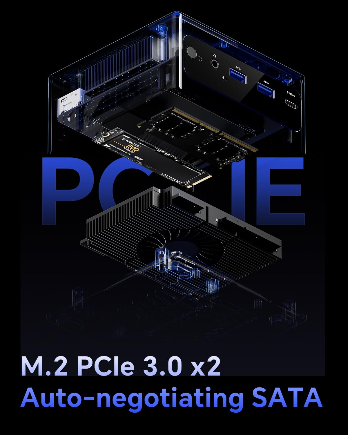 AOOSTAR GEM10 Mini PC con N100 (fino a 3,4 GHz) Mini Desktop Computer Barebone (senza RAM/SSD) supporta DDR5, M.2 NVME PCIe3.0x2, ricarica wireless, triplo display 4K, HDMI, 2 x 2,5G LAN per casa