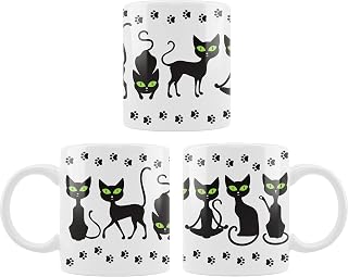 mug BLACK KITTENS WITH GREEN EYES - ceramic Super Mug - Novelty Office Birthday Christmas Coffee Gift Tea Cup Present Funny Mug