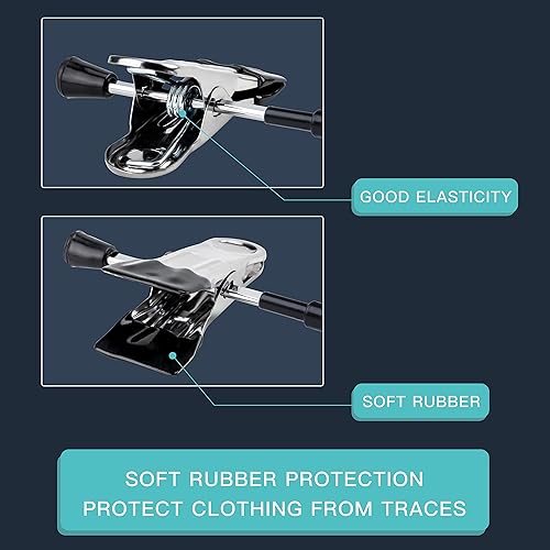 Miniatura 25 de Perchas para pantalones con clips para mujer, paquete de 20 perchas ajustables y resistentes que ahorran espacio para faldas, pantalones negro