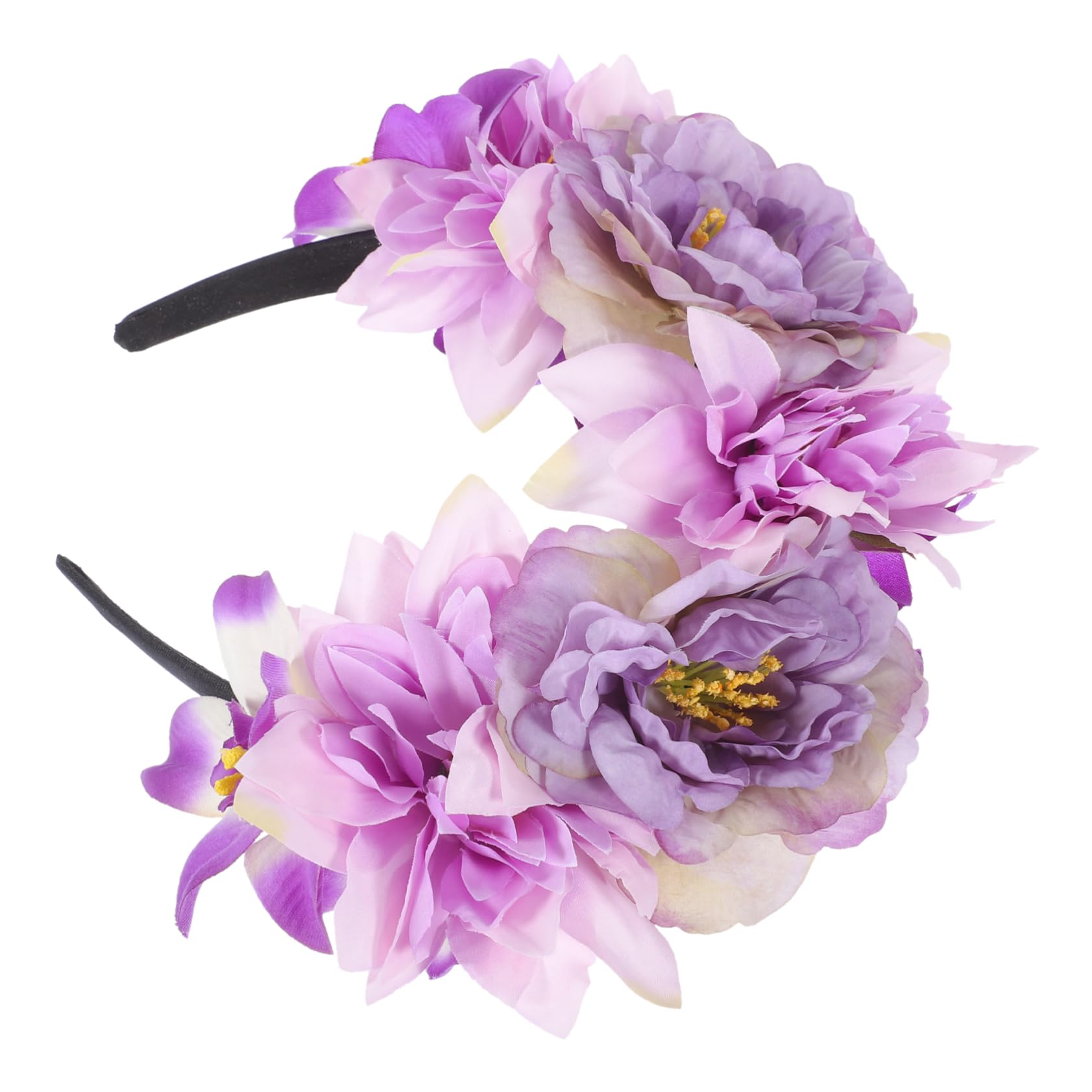 4 diademas de flores estilo retro para mujer, guirnalda para el pelo, tocado de flores de gran tamaño, tocado para la cabeza, artificial de viaje, tela