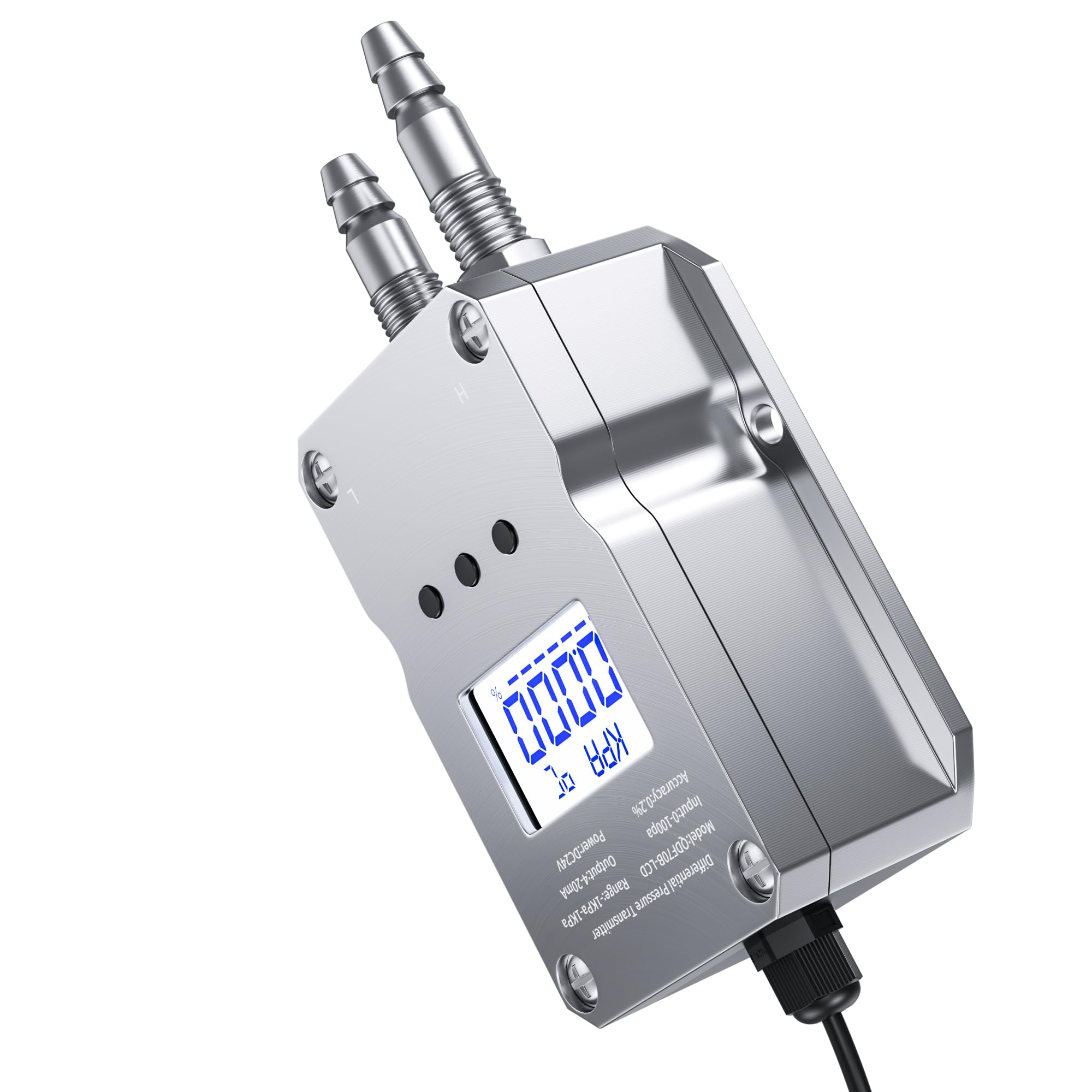 Trasduttore di pressione differenziale 0-100pa 0-200pa 0-500pa 0-1Kpa in uscita 4-20mA 0-10V Misuratore di pressione differenziale digitale 1 pz(Output 4-20mA,-100pa -0)