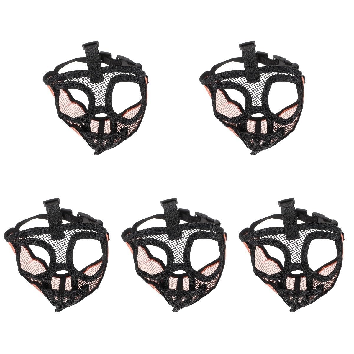 Sosoport 5pièces Muselière Respirante pour Chiens Ajustable Et Confortable Idéale pour Empêcher Les Aboiements Morsures Accessoire pour Et Autres Races à Museau Court